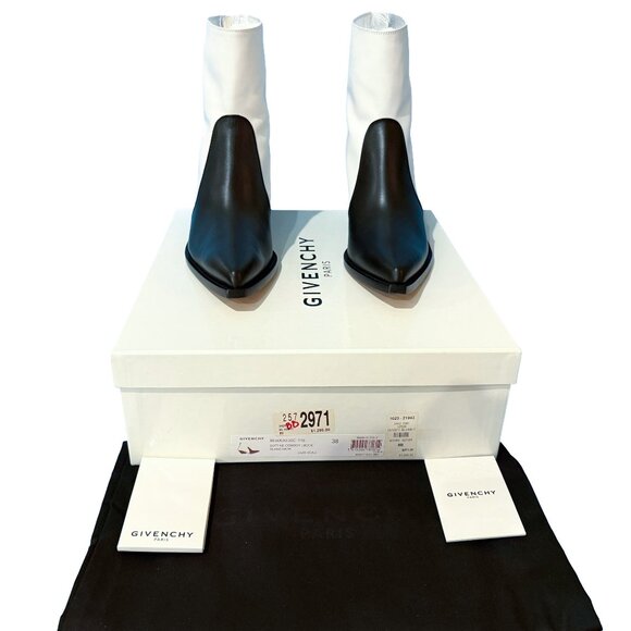 Brand New Givenchy Color Block Black and White Leather Cowboy Boots - Picture 4 of 14